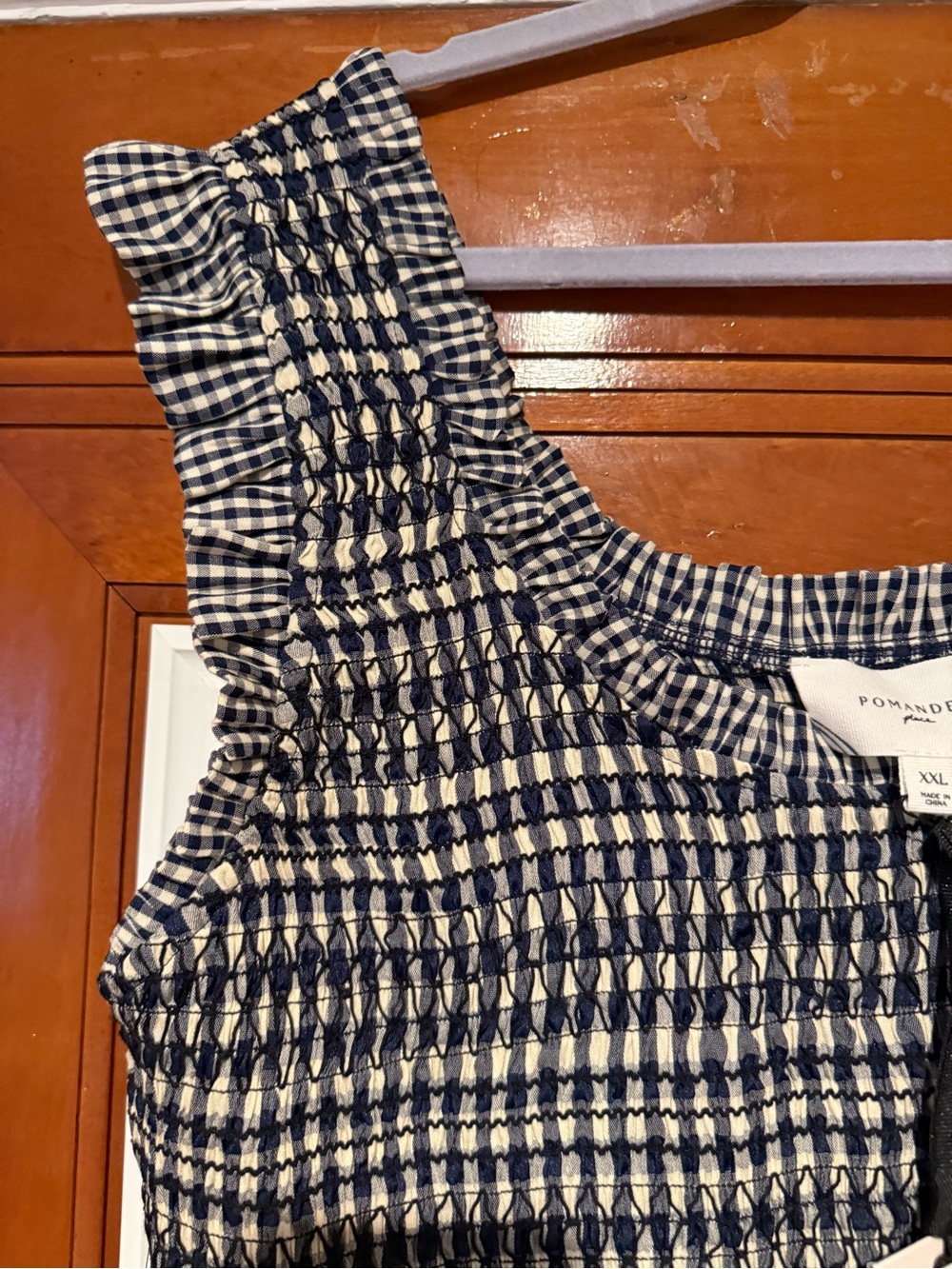 NWT Tuckernuck Smocked Gingham Maxi Dress - Navy & White - Picture 3 of 4